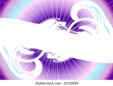 Frame in the form of a blizzard on a background of the polar lights