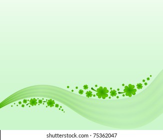 Frame in the form of a green wave with the expanding leaf clover