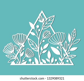 Frame in the form of a heart with flowers. Vector template for design, print, etc. The image is suitable for laser cutting, plotter cutting or printing.