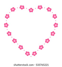 Frame in the form of heart with pink flowers