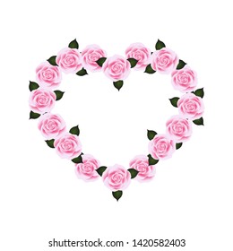 frame in the form of a heart of roses. Without background, isolated. Clip art for your design