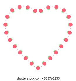 Frame in the form of heart with strawberry