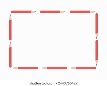 Frame in the form of pencils. Stationery, school. Border, place for text. Cartoon wooden pencils. Academic year, Knowledge Day. Vector banner.