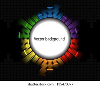 frame in the form of a round shiny equalizer on black background