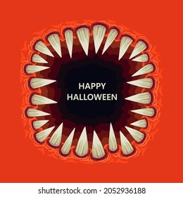 frame in the form of scary monster teeth. halloween vector background