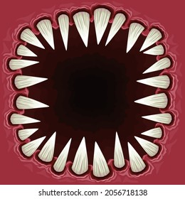 frame in the form of scary monster teeth. halloween vector background