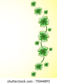 Frame in the form of scattered sheets of green clover