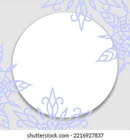 Ein Rahmen in Form eines weißen Kreises mit weichen Kanten, ein Platz zum Einfügen von Text oder Fotos. Vektorneujahr und Weihnachtsdesign.