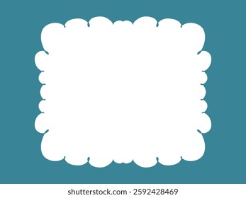 Frame in the form of a white cloud on a blue background. Abstraction with space for text. Vector illustration