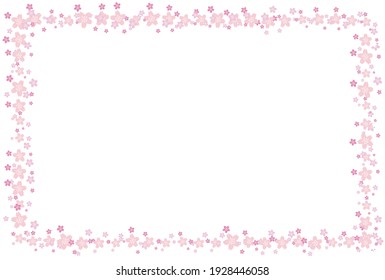 Frame of four angles of cherry blossom petals