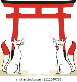 Frame Of Fox And Torii