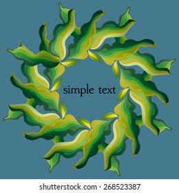 Frame, framing the text, in the form of a Circular ornament star of algae on a blue background.