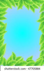 Frame with fresh green leaves