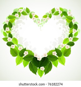 frame with fresh green leaves and floral