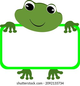 frame frog head and hands feet green scope amphibian cute vector illustration Adding text or images for advertising