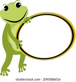 frame frog head and hands feet green scope amphibian cute vector illustration Adding text or images for advertising