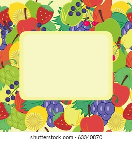 frame with fruits and berries