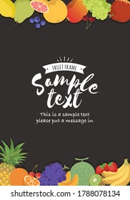 Frame of fruits of the blackboard wind background (vertical type)