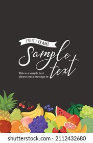 Frame of fruits of the blackboard wind background (vertical type)