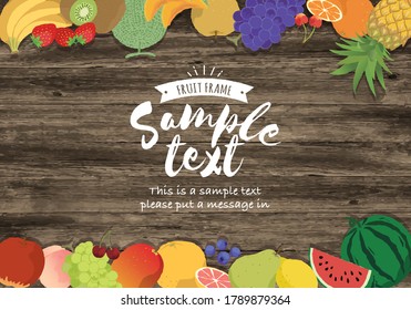 Frame of fruits of the old grain background (horizontal type)