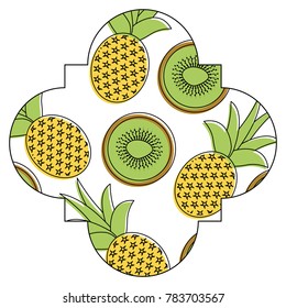 frame with fruits pattern background