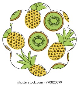 frame with fruits pattern background
