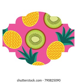 frame with fruits pattern background