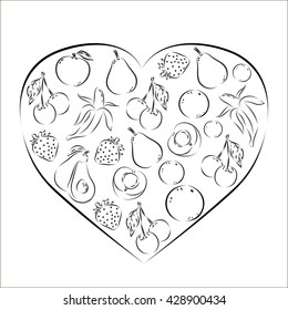 Frame with fruits, vector illustrations