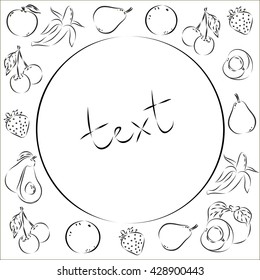 Frame with fruits, vector illustrations