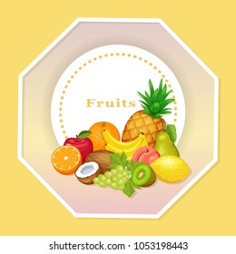 Frame with fruits. Vector template.