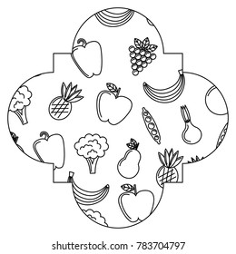 frame with fruits and vegetables pattern