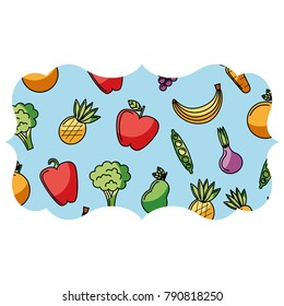 frame with fruits and vegetables pattern