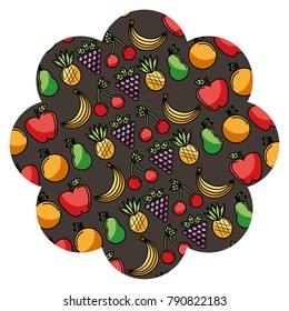 frame with fruits and vegetables pattern