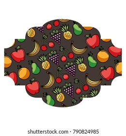 frame with fruits and vegetables pattern