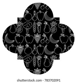 frame with fruits and vegetables pattern background