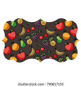 frame with fruits and vegetables pattern background