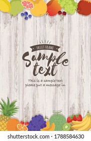 Frame of fruits of the white grain background (vertical type)