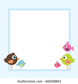 frame with funny birds
