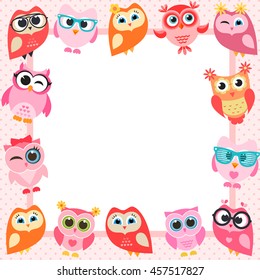 frame with funny owls