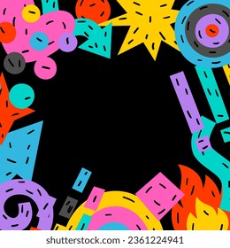 Frame with funny shapes. Cartoon cute trendy creative image.