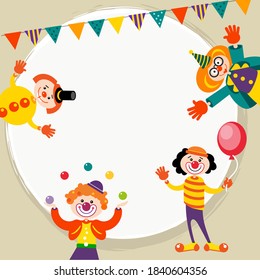 fRAME OF FUNNY VECTOR CLOWNS
