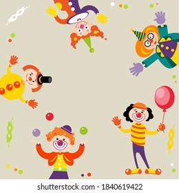 FRAME OF FUNNY VECTOR CLOWNS