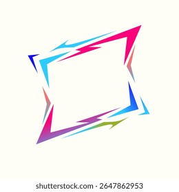 frame futuristic abstract shapes vector design isolated on white background. Games border profile picture 