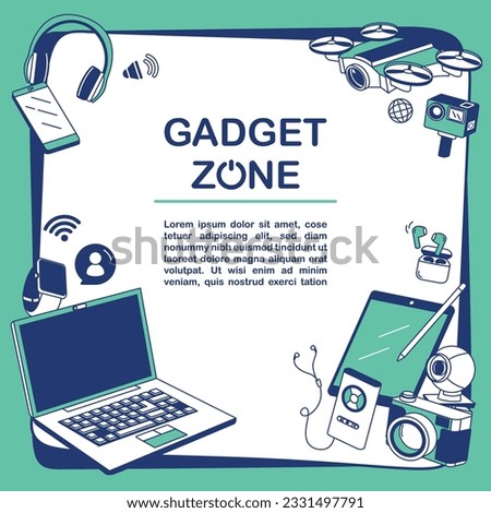 Frame Gadget items with hand drawing styles. Doodle Gadget frame.
