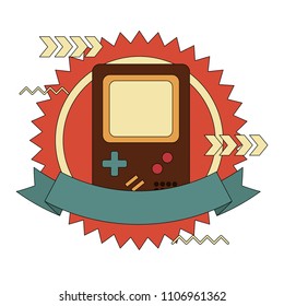 frame with game pad retro style and ribbon