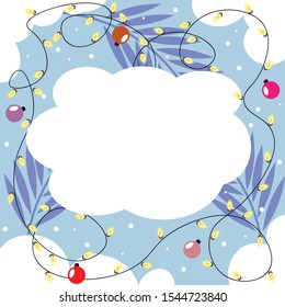 frame with garland and Christmas balls