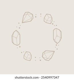 Frame Of Gems Esoteric Crystals In Different Shapes Isolated Vector Design
