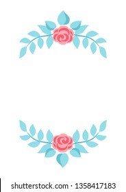 Frame with gentle flowers. Beautiful decorative natural plants, buds and leaves.