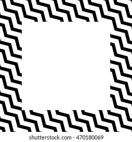 Frame with geometric patterns. White background. Black and white image.
