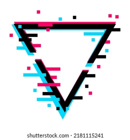 Frame of geometric shape with glitch effect. Modern trendy design elements. Vector illustration isolated on white background.